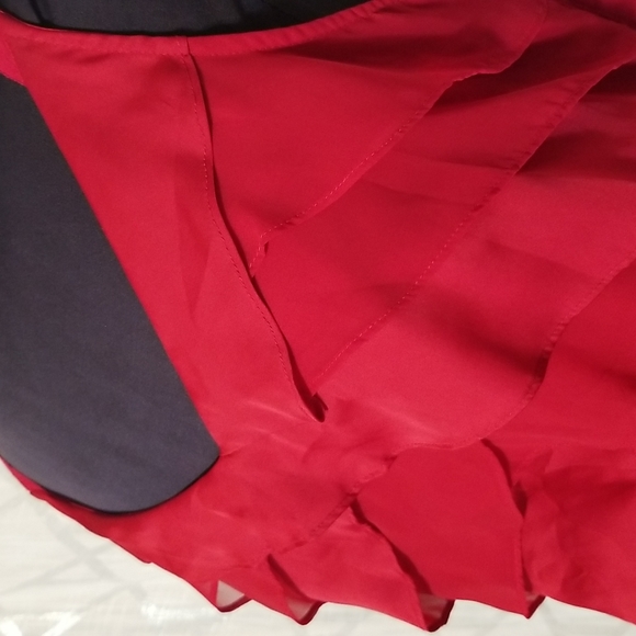 White House Black Market Red Ruffled Tiered Sleeveless Top size XL - Picture 4 of 9